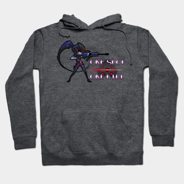 Overwatch - 16-Bit Widowmaker Quote Hoodie by wyckedguitarist